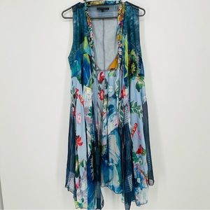 Funsport Mixed Media Floral Sleeveless Duster size Large